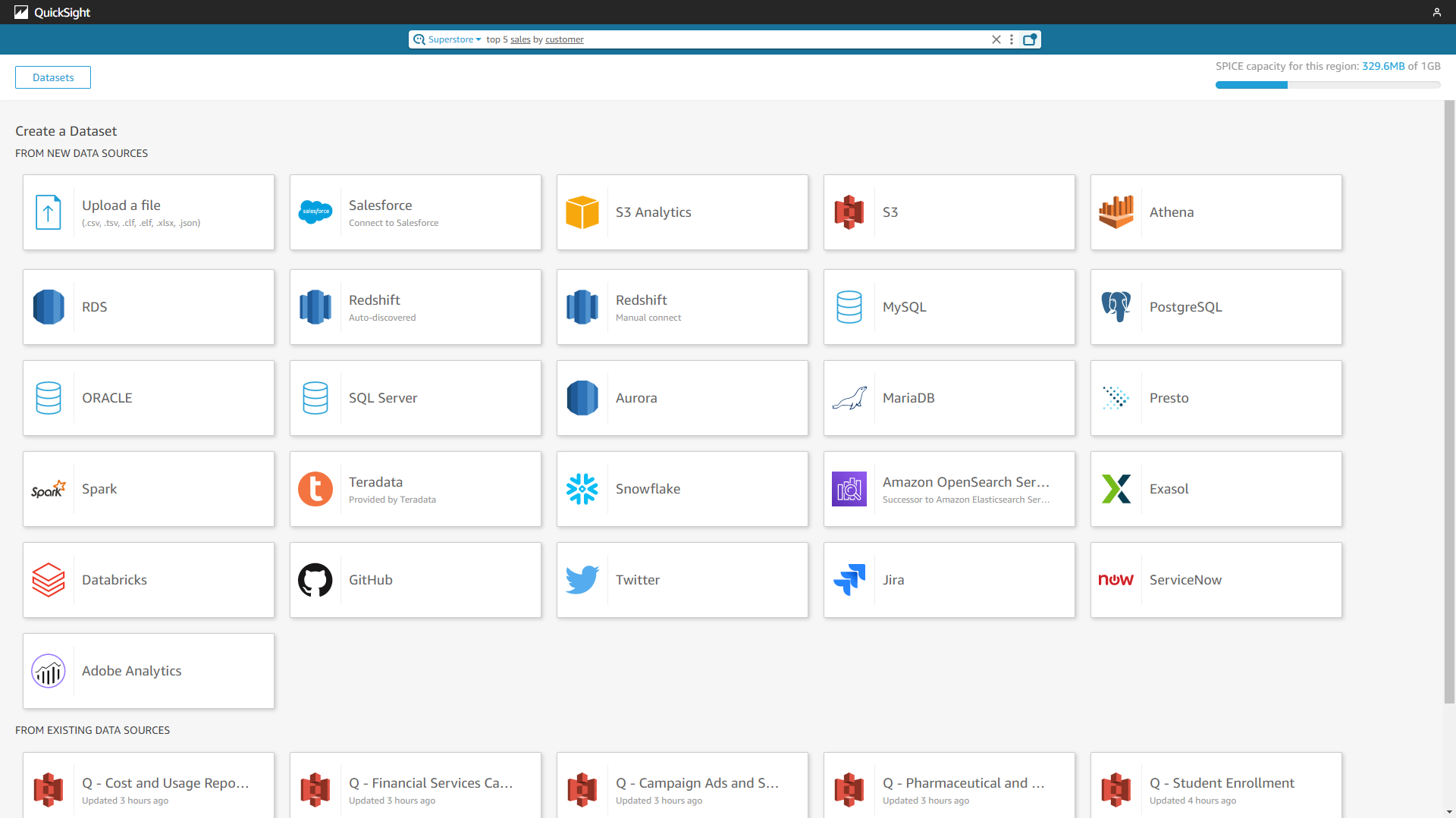 Figure 2-14 Data Source - Amazon QuickSight